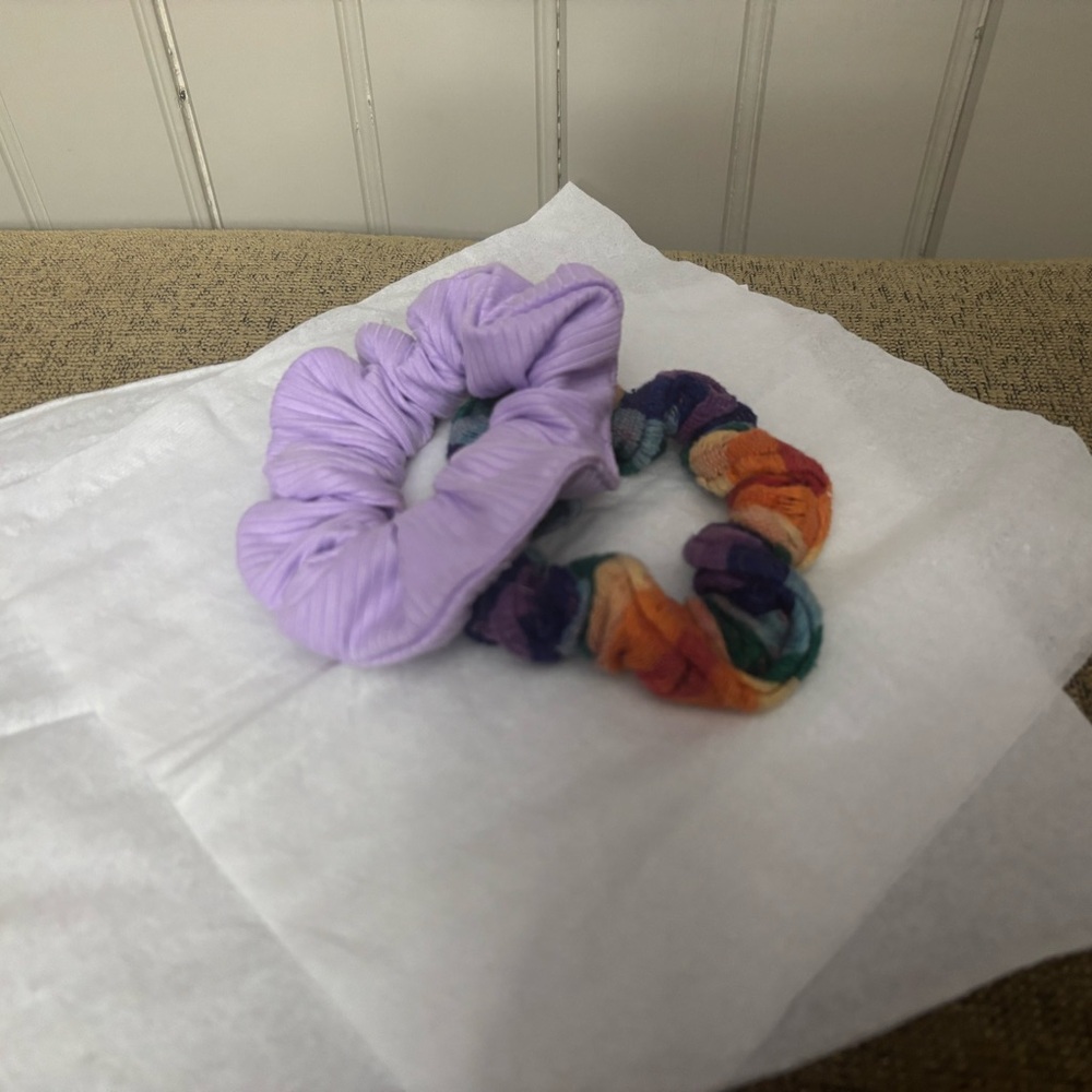 Colorful Scrunchie Set - Purple and Multicolor